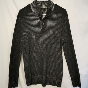 INC International Concepts 100% Ribbed Button/Zip Pullover - Sz L